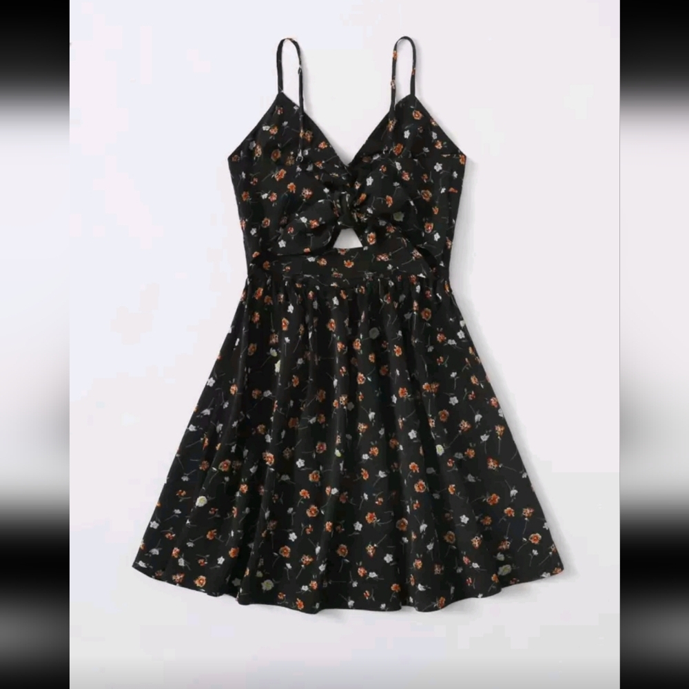 Floral Black Women's Summer Dress